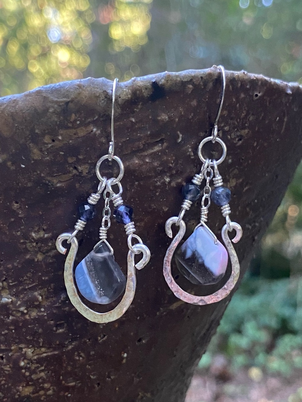 Blue Boulder Opal Drop Earrings